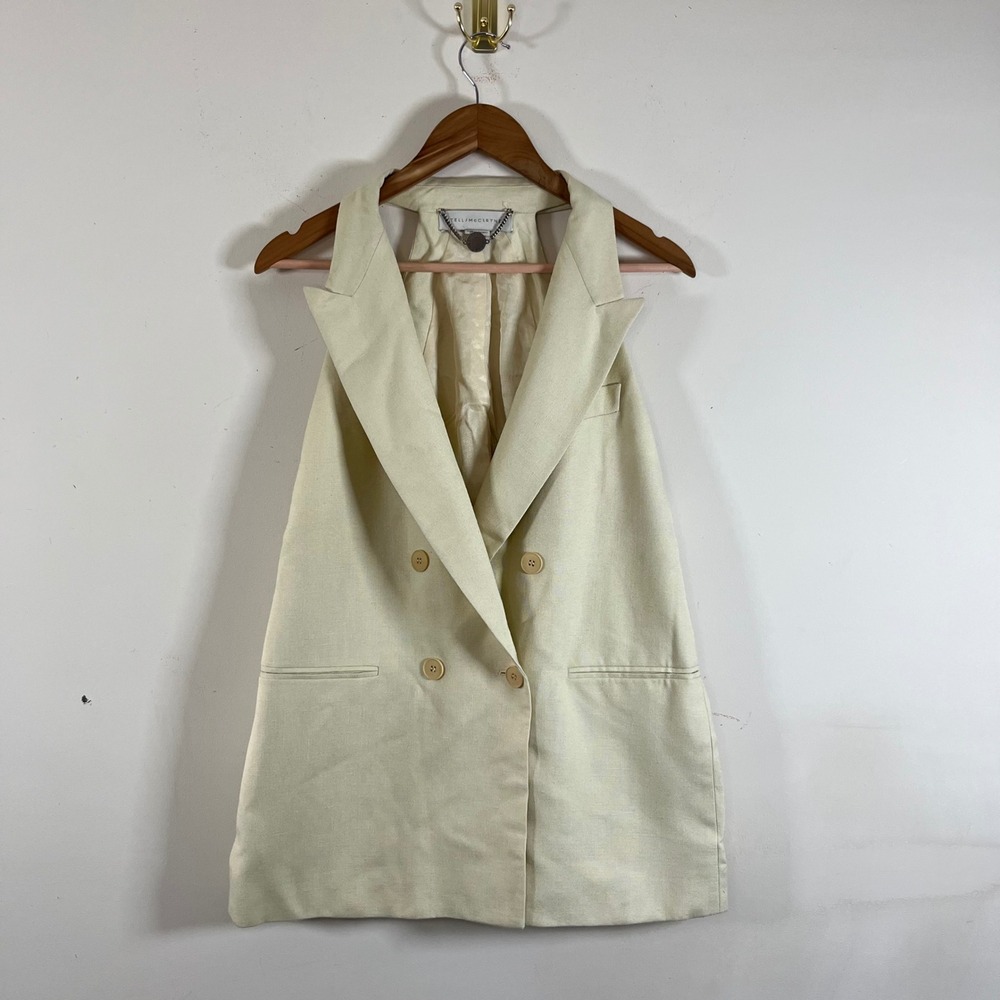Stella McCartney Blazer Vest Double Breasted Cream Womens 44 Corpcore Chic